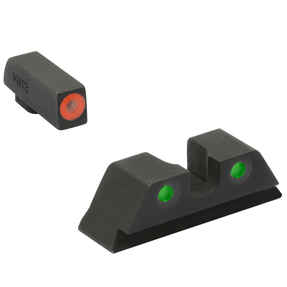 Meprolight Hyper-Bright Glock Std Frame 9/357SIG/40/45GAP Orange Ring/Green Fixed Pistol Sight Set 402243131