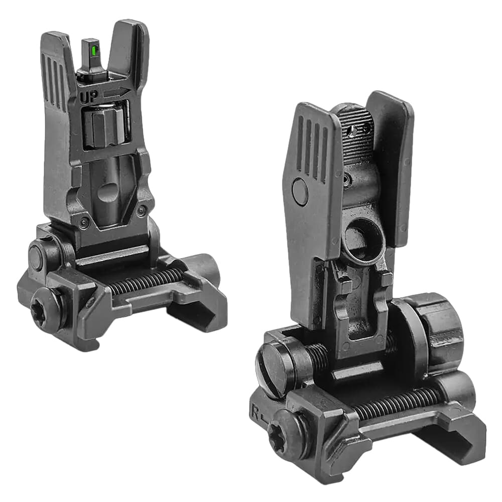 Meprolight FABS Green Front/Blank Rear Tritium Illum Black Aluminum Flip Backup Sight Set 405100