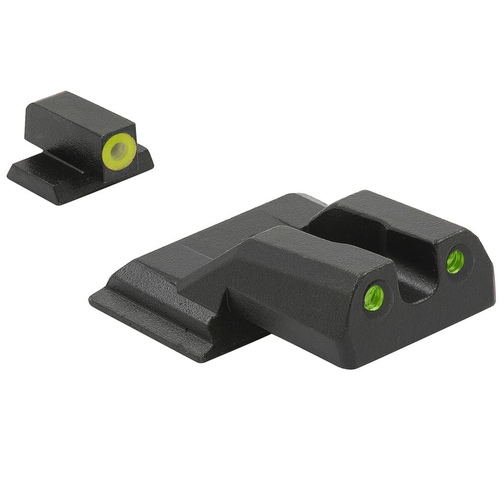Meprolight Hyper-Bright S&amp;W M&amp;P Shield Yellow Ring/Green Fixed Pistol Sight Set 417703121
