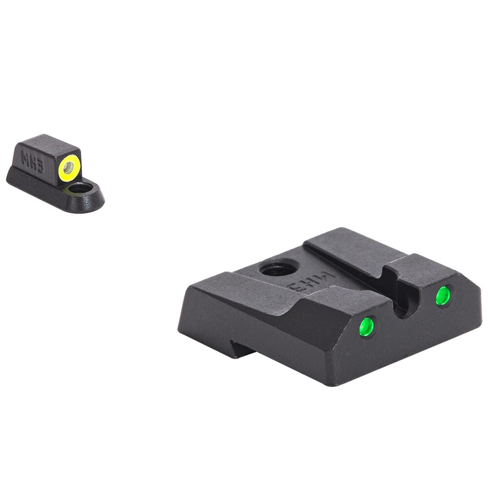 Meprolight Hyper-Bright CZ P10 Yellow Ring/Green Fixed Pistol Sight Set 477863121