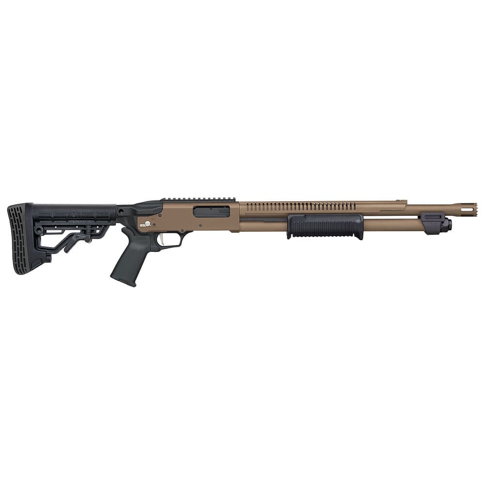 Mossberg 590R 7-Shot Standoff 12ga 18.5&quot; Bbl w/Integrated Heat Shield 6+1 Flat Dark Earth Cerakote Pump-Action Shotgun w/ Rotary Safety Selector 50756