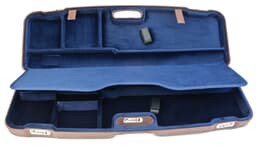 Negrini Two Gun Case Hunting Competition Guns Low to High Rib Brown Leather Outside Blue Interior 1622PL-2F/5137