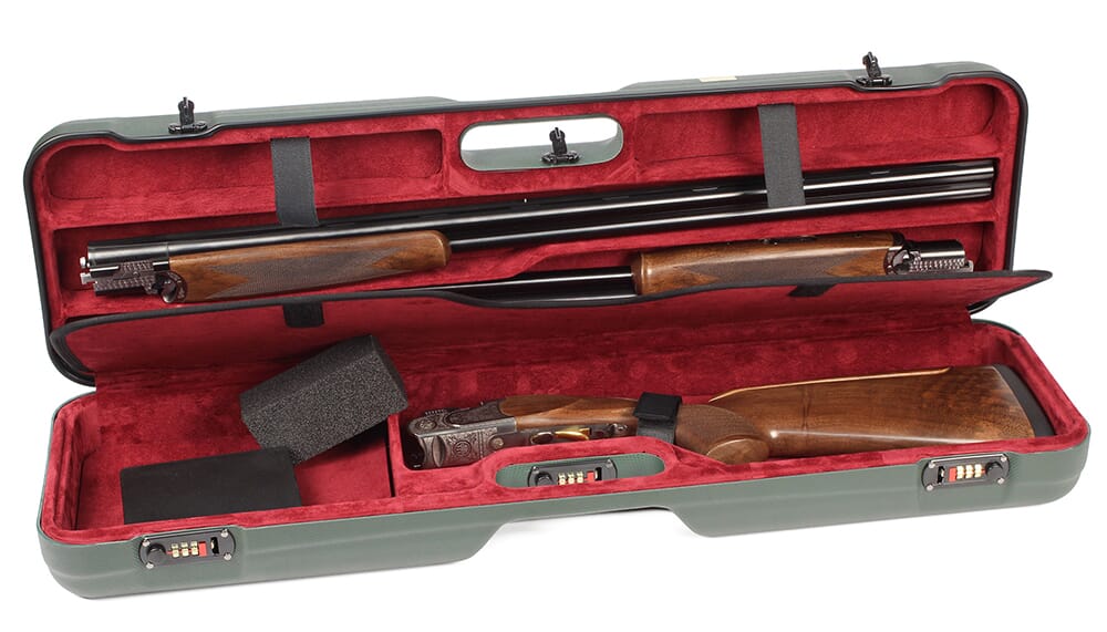 Negrini One Gun - Two Barrels OU SXS Skeet Trap Hunting  ABS Green with Bordeaux interior. 1621BLR/5387