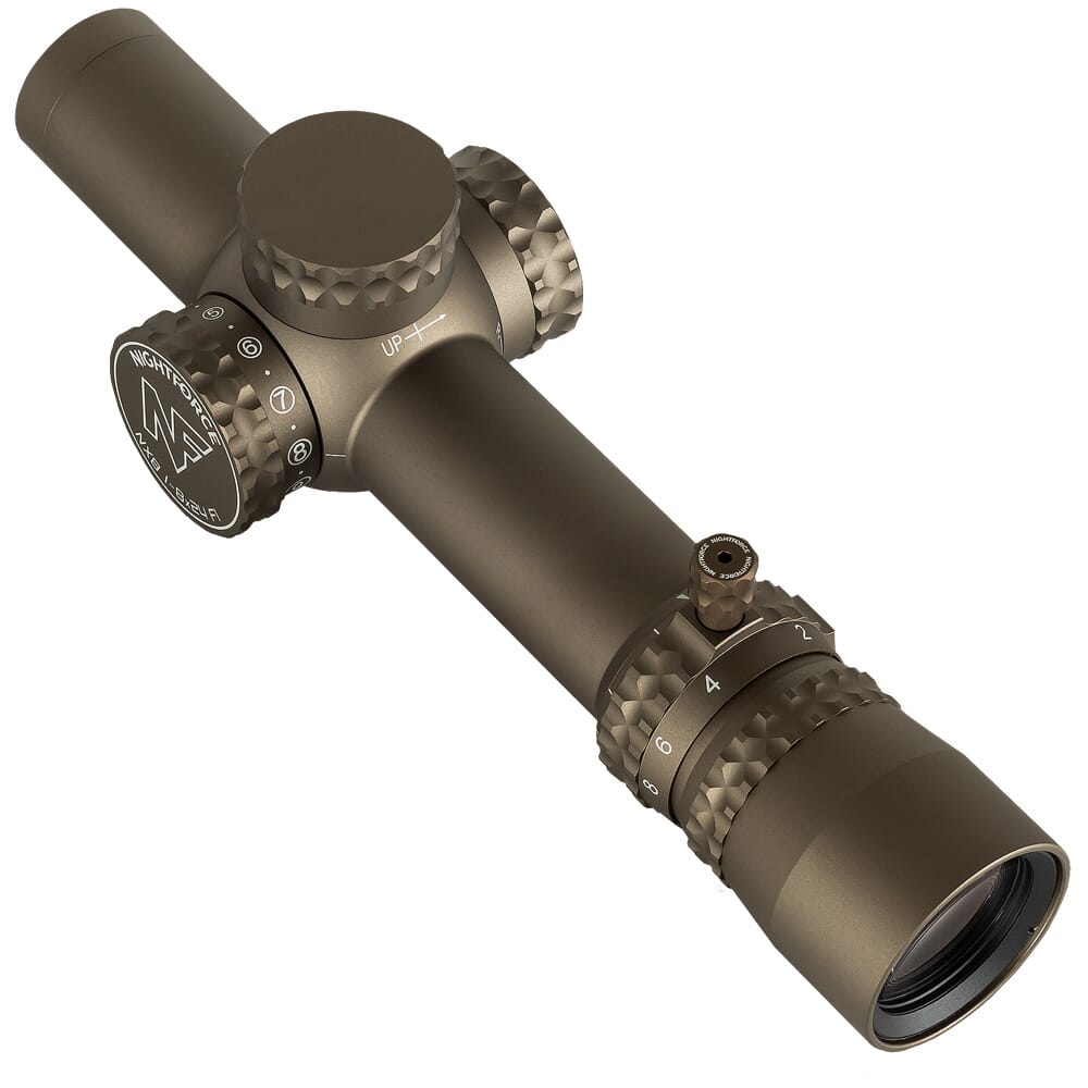 Nightforce NX8 1-8x24mm F1 ZeroStop .5 MOA Capped E/W PTL FC-MOA Dark Earth Riflescope C691