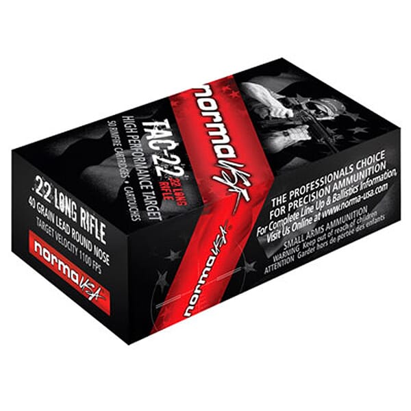 Norma Tac and Match Tac .22 Long Rifle 40gr Ammo (50 per Box) 2425092
