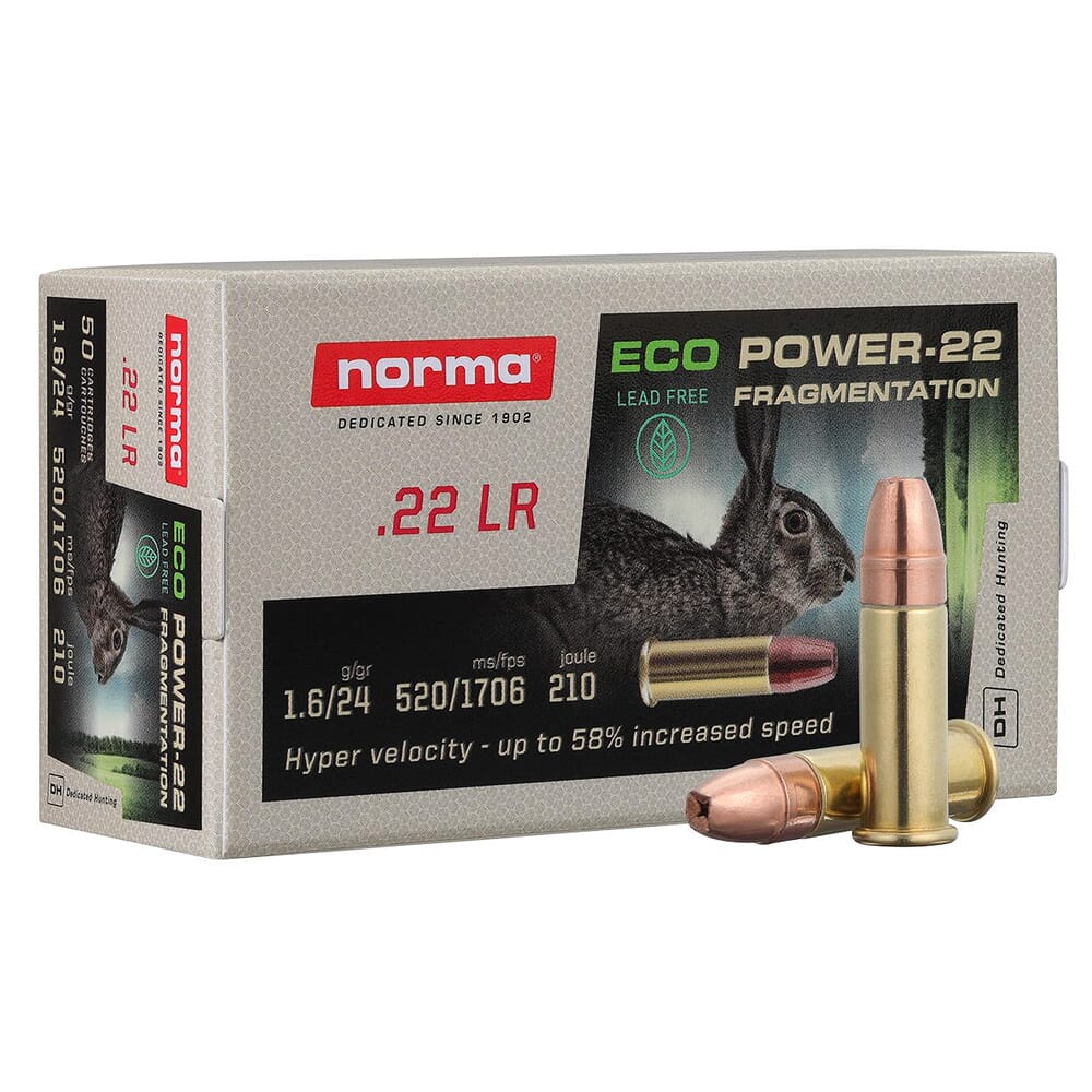 Norma ECOPower .22 LR 24gr LeadFree Fragmentation HP Rimfire Ammo (50