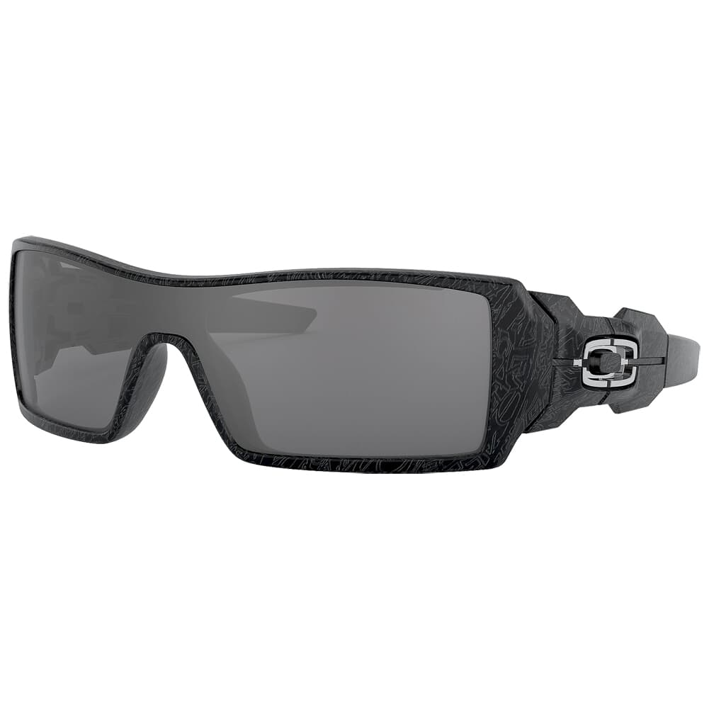 Oakley Oil Rig Polished Black/Silver Ghost Text w/Black Iridium Lenses 24-058