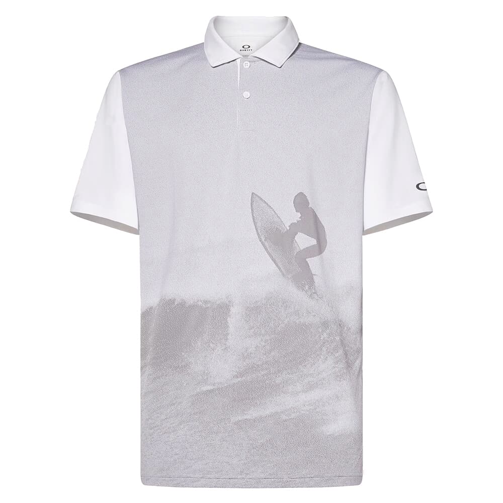 Oakley Jacquard Print White Polo Shirt Large FOA404873-100-L