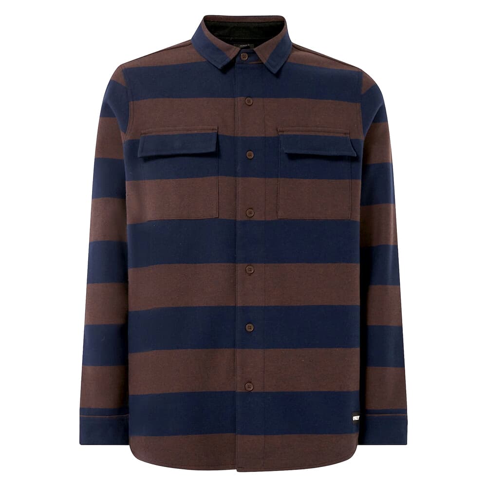 Oakley Bear Cozy Blue/Brown Stripes Flannel Shirt Small FOA402577-9VT-S