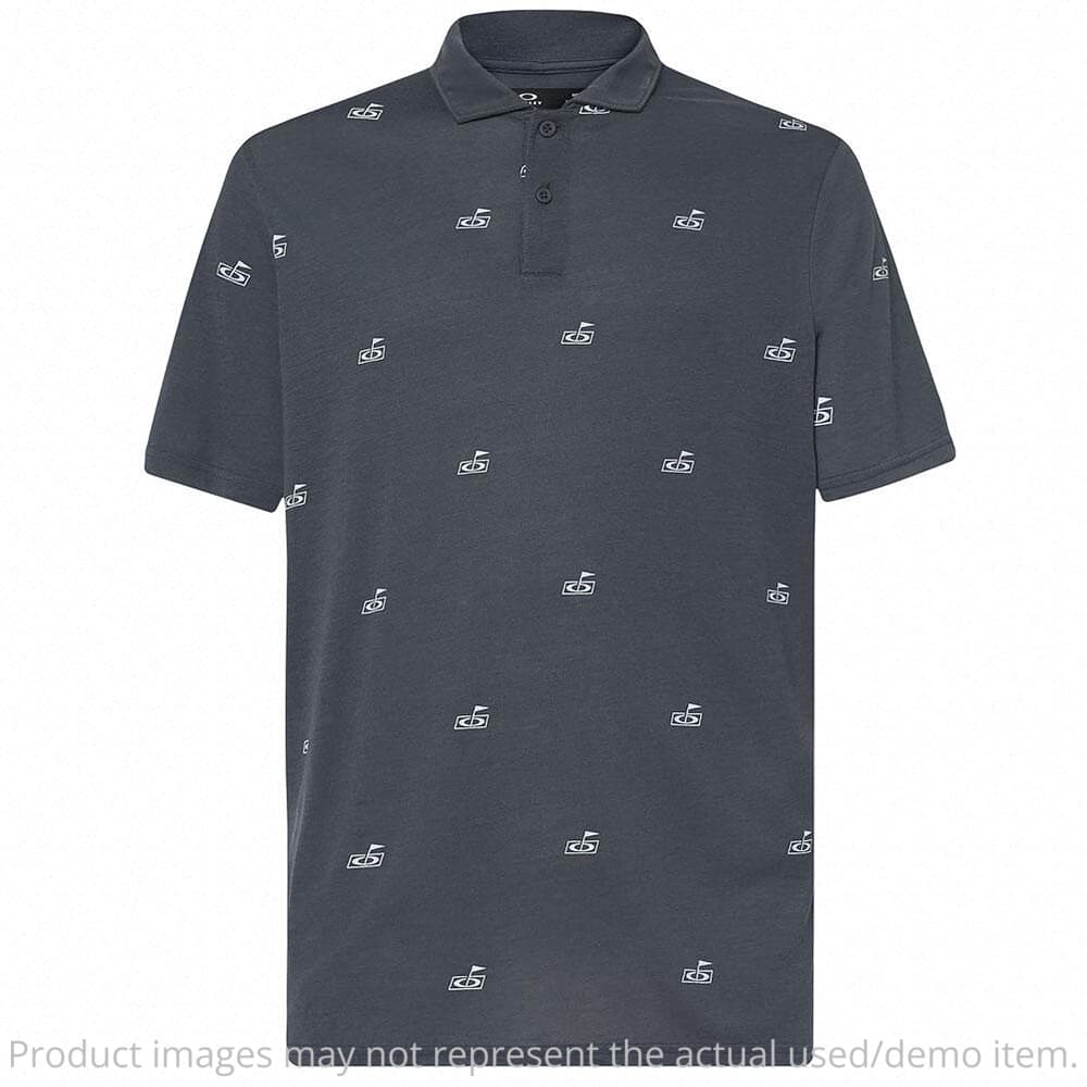 USED Oakley Golf Flag Golf Pattern Dark Slate Polo Shirt XXL FOA403747-9TJ-XXL - Like New - No Sale Tags USED9682