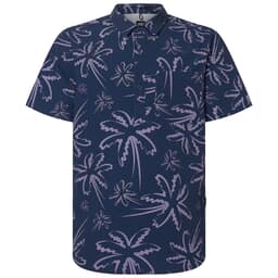Oakley Deco Palms RC Three Lines Palms Blue SS Button-Down Shirt Medium FOA404293-9S9-M