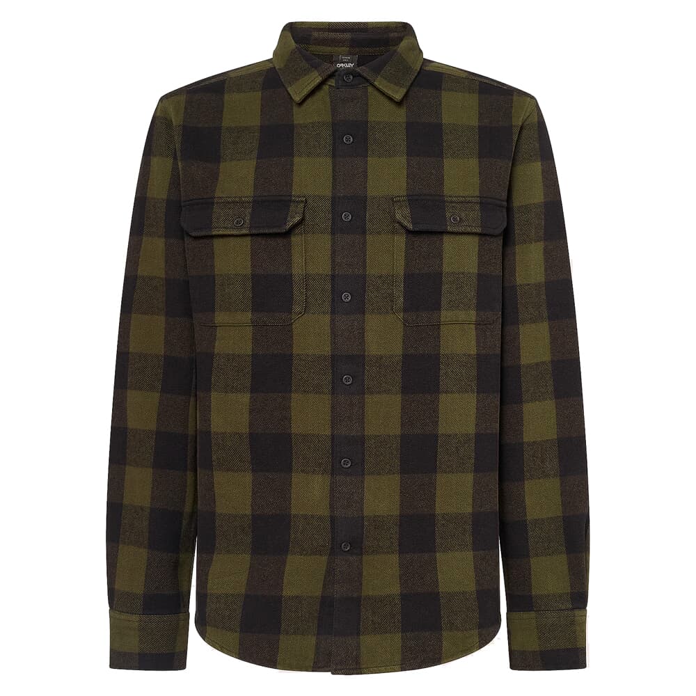Oakley Terraformic Black/Green Check SS Button-Down Shirt Small FOA404785-9F2-S