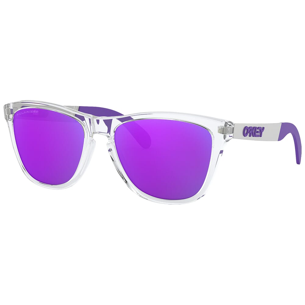 Oakley Frogskins Mix Polished Clear w/Violet Iridium Polarized Lenses OO9428-0655
