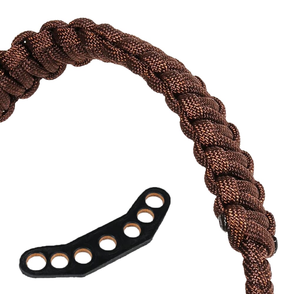 Paradox Solid Walnut Brown Custom Cobra Braid Bow Wrist Sling w/Leather Mount PBSE-CC-62