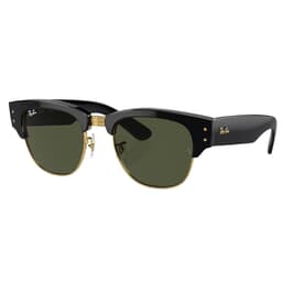 Ray-Ban Mega Clubmaster Polished Black/Gold Sunglasses w/Green Lenses 0RB0316S-901/31-53