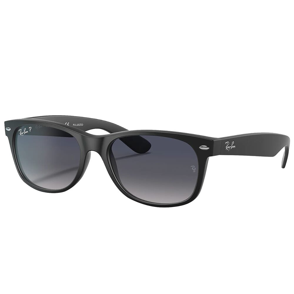 Ray-Ban New Wayfarer Black Nylon Sunglasses w/Polarized Blue/Gray Gradient Lenses 0RB2132-601S78-55