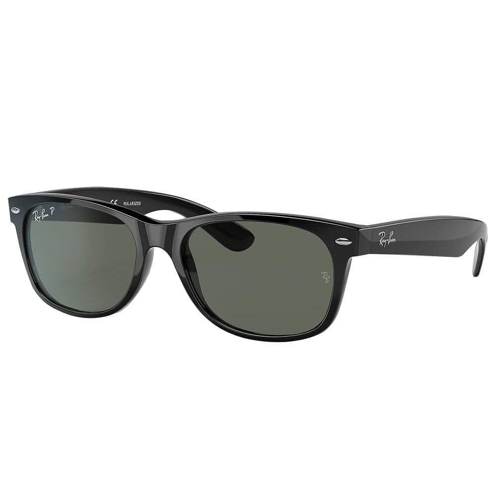 Ray-Ban New Wayfarer Black Nylon Sunglasses w/Polarized Green Classic G-15 Lenses 0RB2132-901/58-52