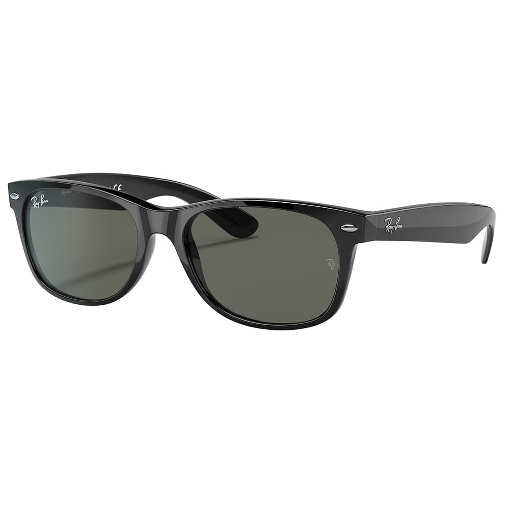Ray-Ban New Wayfarer Polished Black Sunglasses w/G-15 Green Polarized Lenses 0RB2132-901/58-58