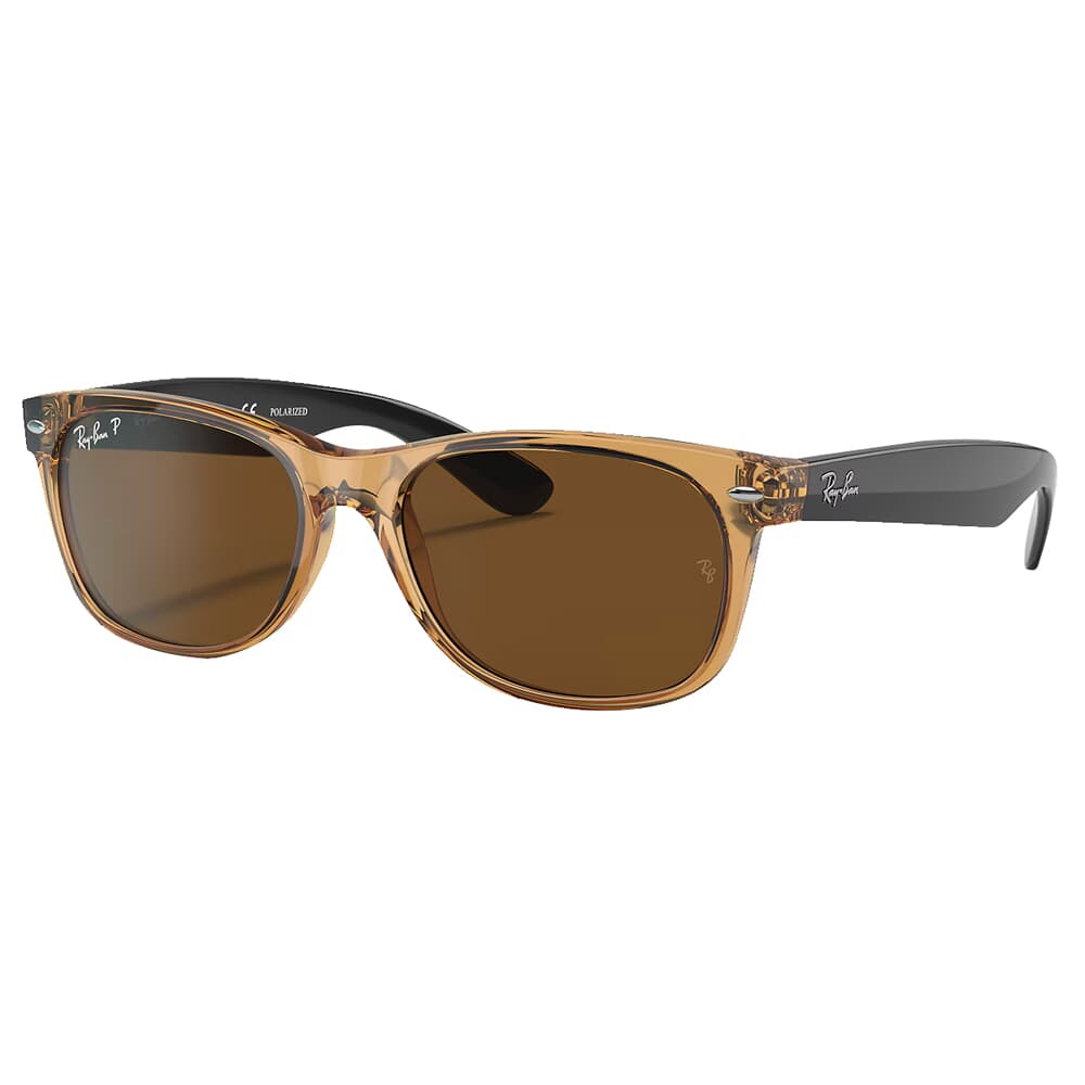 Ray-Ban New Wayfarer BiColor Polished Honey/Black Sunglasses w/B-15 Brown Polarized Lenses 0RB2132-945/57-55