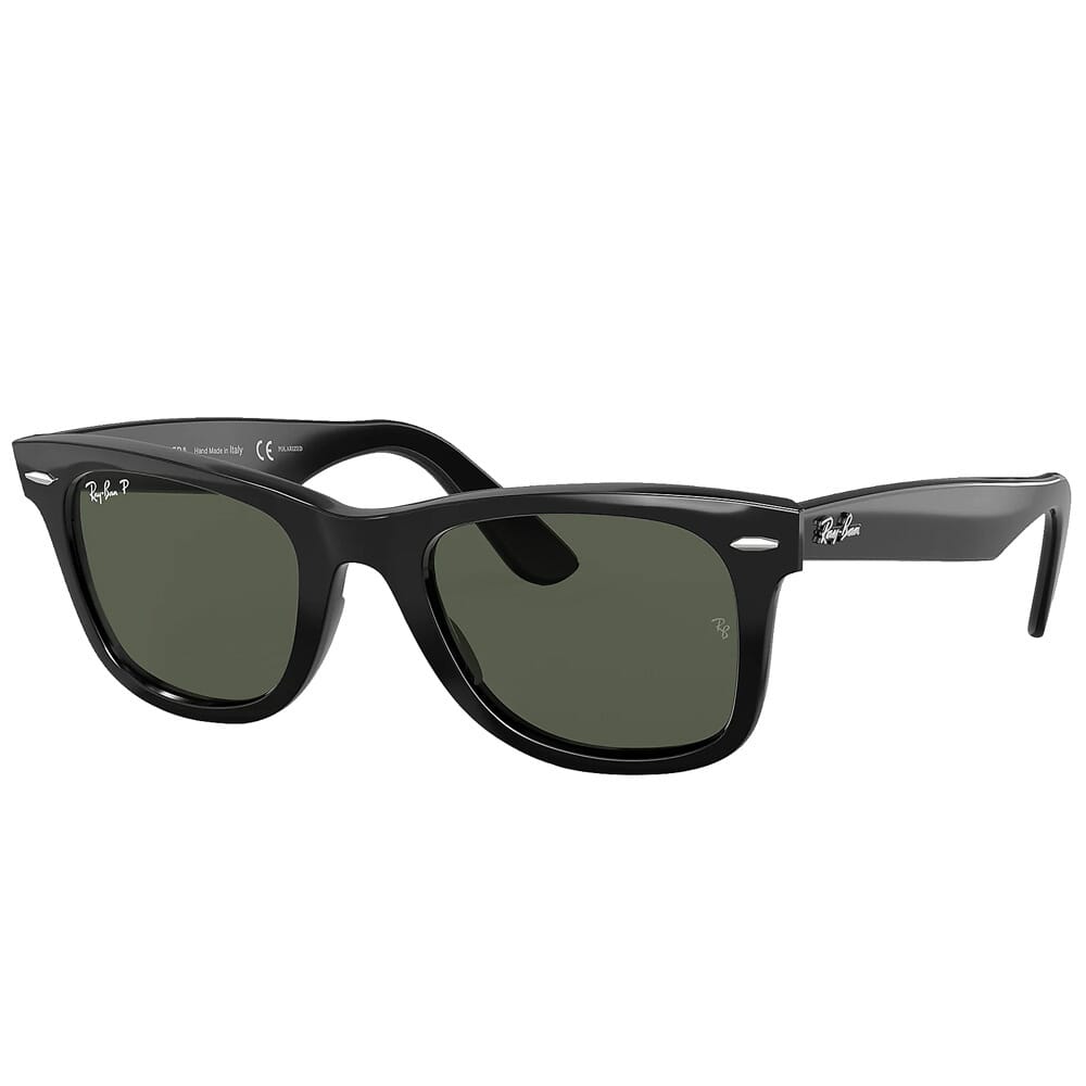 Ray-Ban Wayfarer Black Acetate Sunglasses w/Polarized Green Classic G-15 Lenses 0RB2140-901/58-50