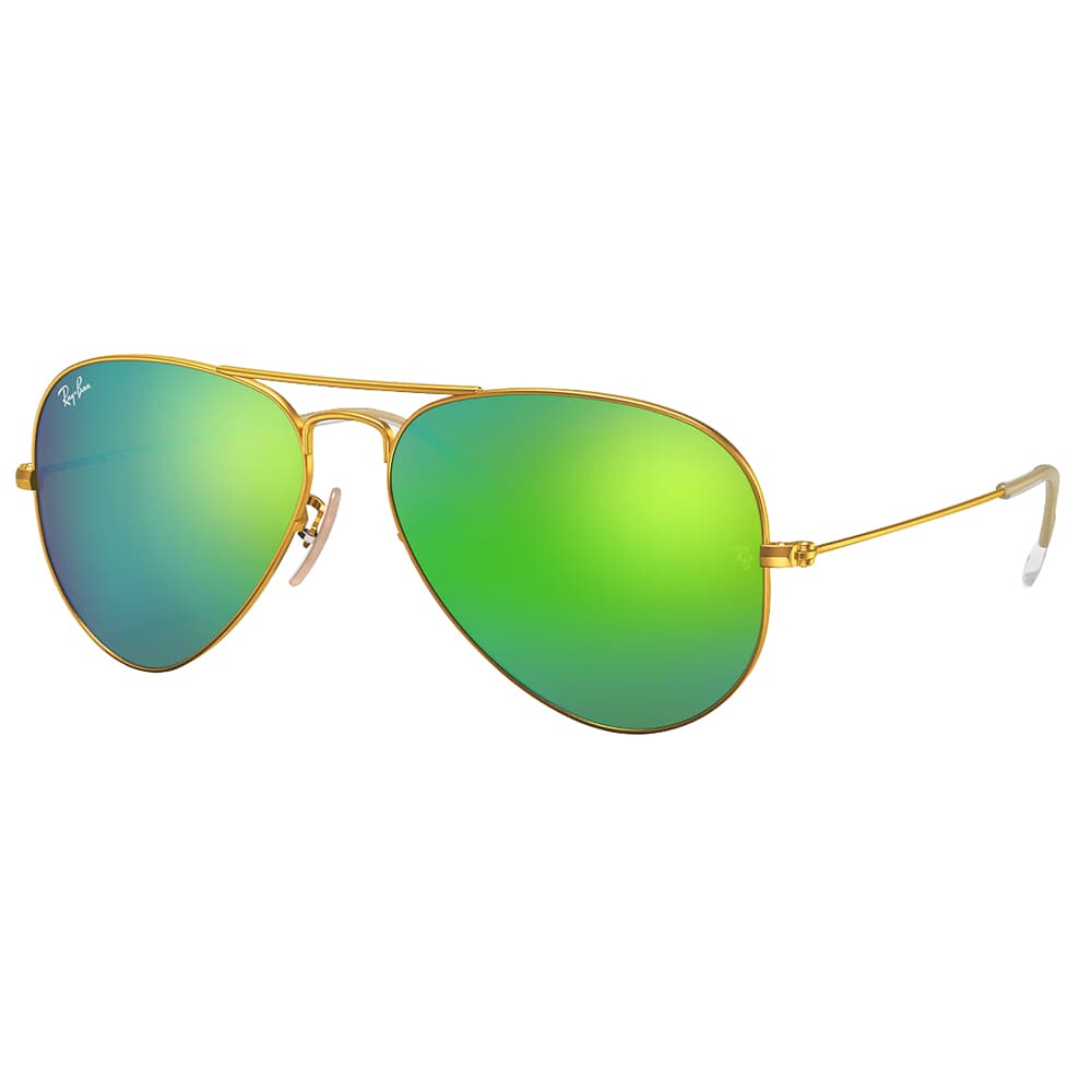 Ray-Ban Aviator Flash Matte Gold Sunglasses w/Green &amp; Violet Mirror Lenses 0RB3025-112/4T-58