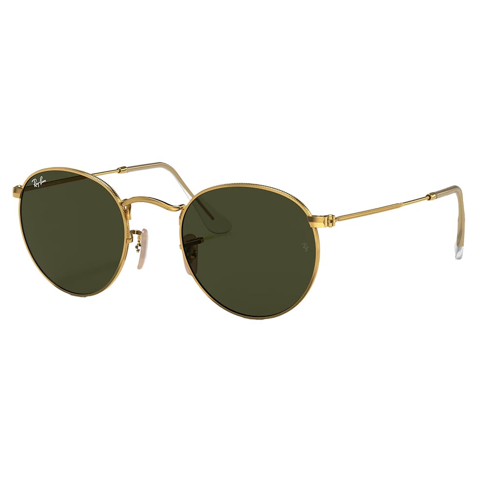 Ray-Ban Round Metal Polished Gold Sunglasses w/G-15 Green Lenses 0RB3447-001-50