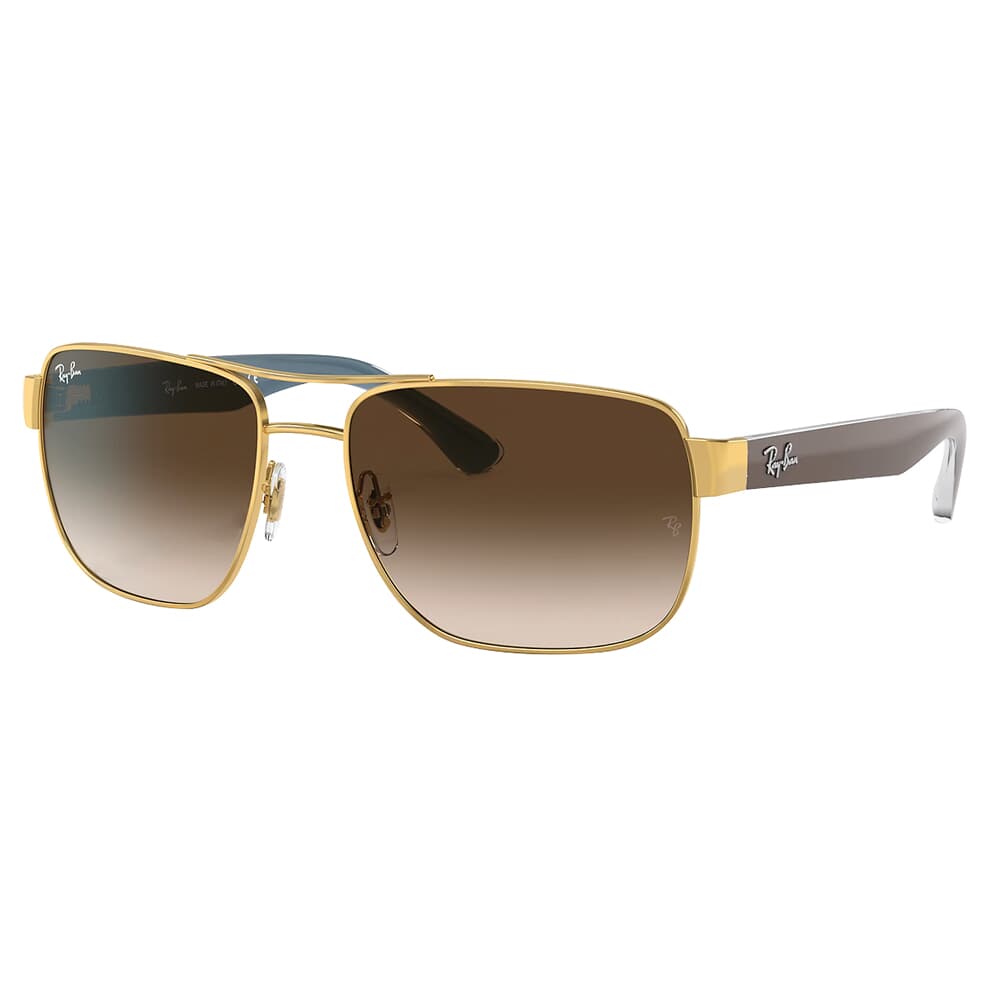 Ray-Ban 0RB3530 Polished Gold Sunglasses w/Brown-to-Dark Brown Gradient Lenses 0RB3530-001/13-58