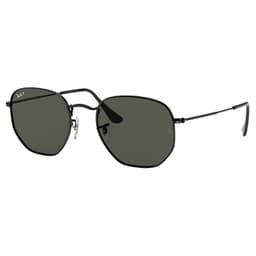 Ray-Ban Hexagonal Polished Black Sunglasses w/G-15 Green Polarized Flat Lenses 0RB3548N-002/58-51