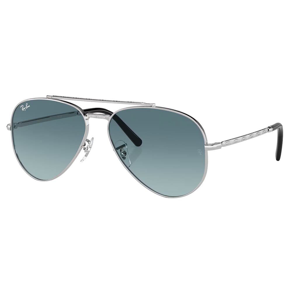 Ray-Ban New Aviator Polished Silver Sunglasses w/Blue Lenses 0RB3625-003/R5-58