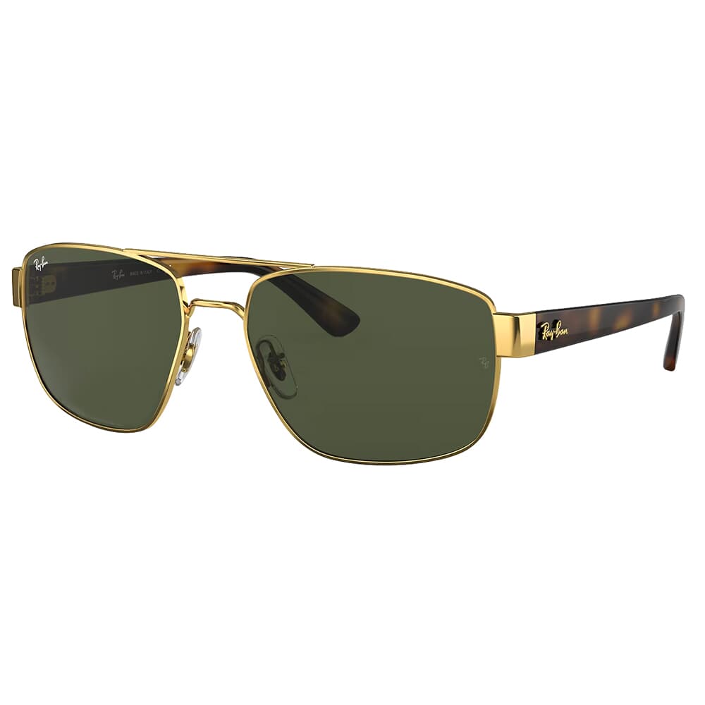 Ray-Ban 0RB3663 Polished Gold Sunglasses w/G-15 Green Lenses 0RB3663-001/31-60