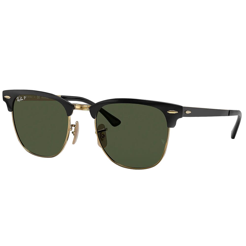Ray-Ban Clubmaster Black Metal Sunglasses w/Polarized Green Classic G-15 Lenses 0RB3716-187/58-51