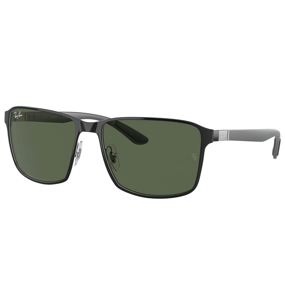 Ray-Ban 0RB3721 Black on Silver Sunglasses w/Dark Green Lenses 0RB3721-914471-59