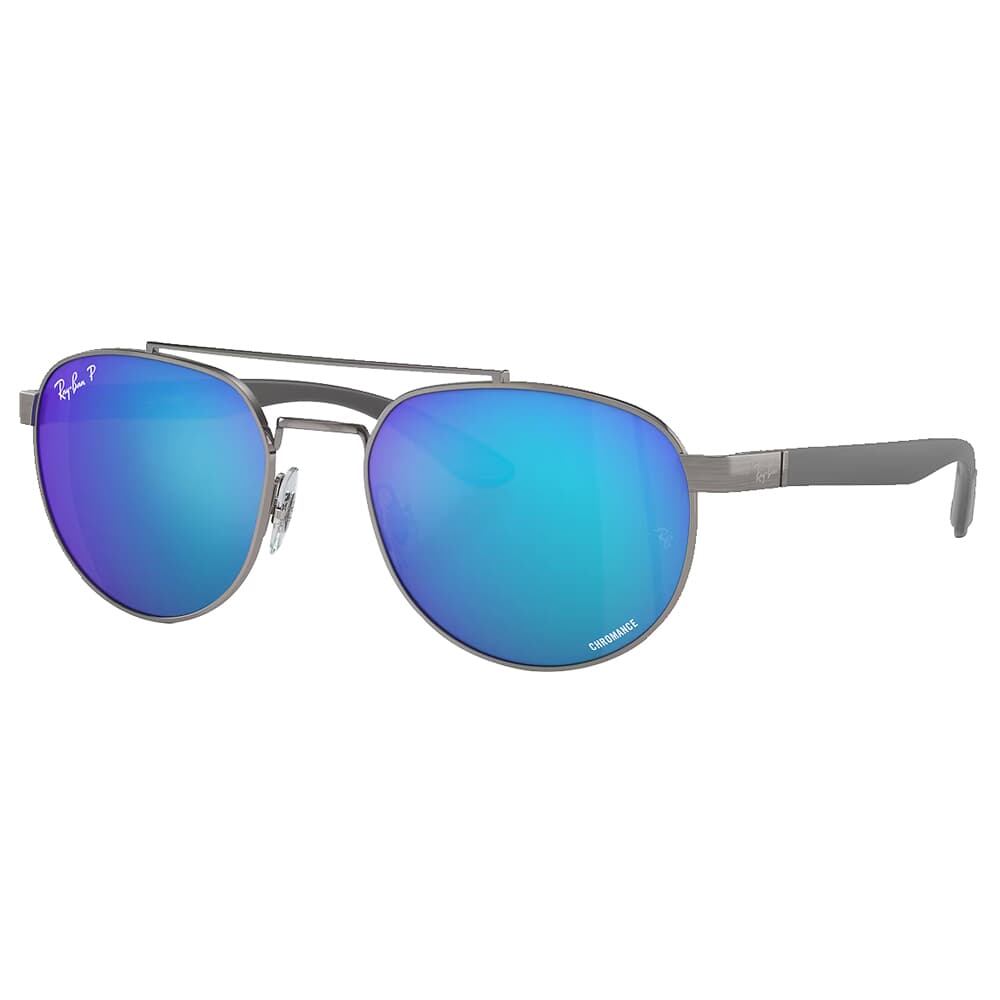 Ray-Ban 0RB3736CH Chromance Polished Gunmetal Sunglasses w/Green &amp; Blue Mirror Polarized Chromance Lenses 0RB3736CH-004/A1-56