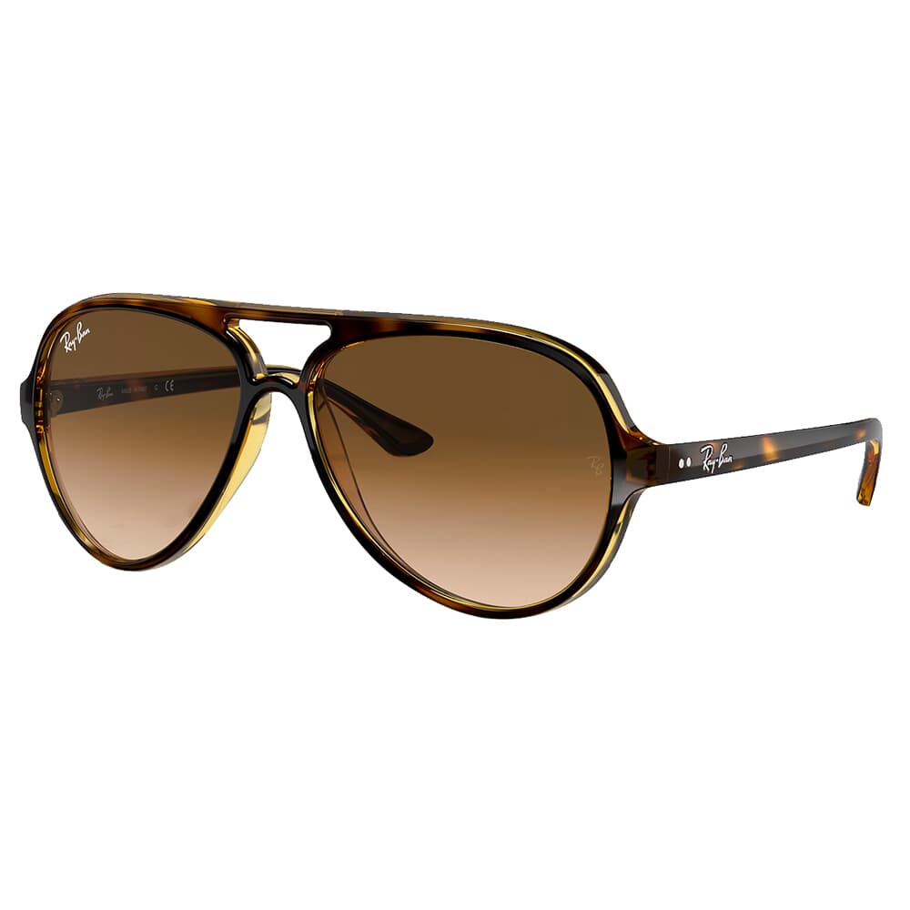 Ray-Ban Cats 5000 Polished Light Havana Sunglasses w/Clear-to-Brown Gradient Lenses 0RB4125-710/51-59