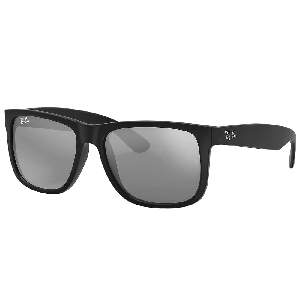 Ray-Ban Justin Black Nylon Sunglasses w/Grey Mirror Silver Lenses 0RB4165-622/6G-55