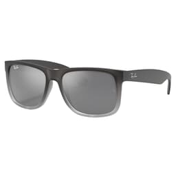 Ray-Ban Justin Matte Grey Sunglasses w/Sliver-to-Grey Mirror Gradient Lenses 0RB4165-852/88-55