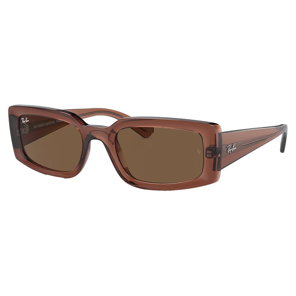 Ray-Ban Killane Bio-Based Polished Transparent Brown Sunglasses w/B-15 Dark Brown Lenses 0RB4395-667873-54