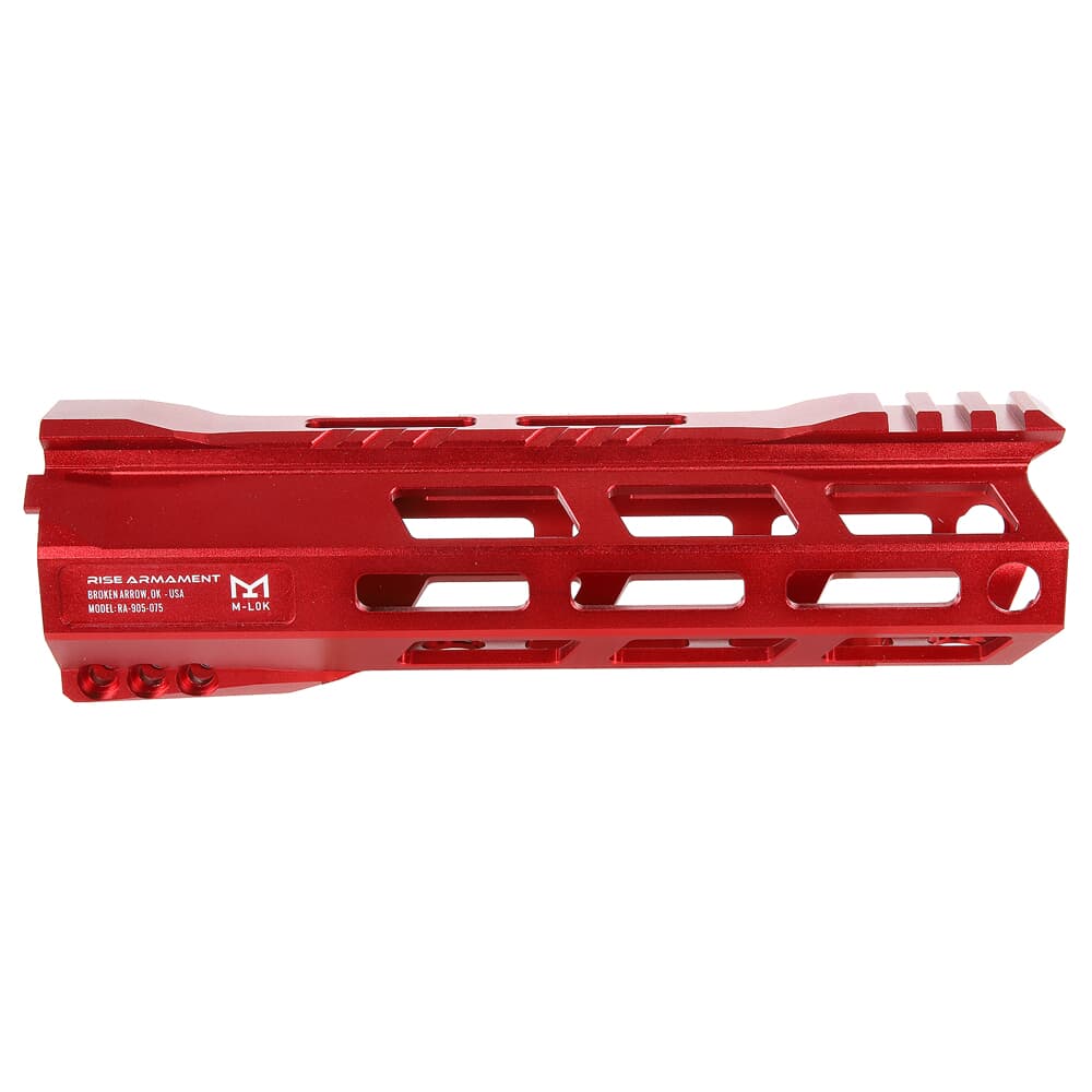 RISE Armament RA-905 7.5&quot; RISE Red Skeletonized AR-15 M-LOK Handguard RA-905-075-RR