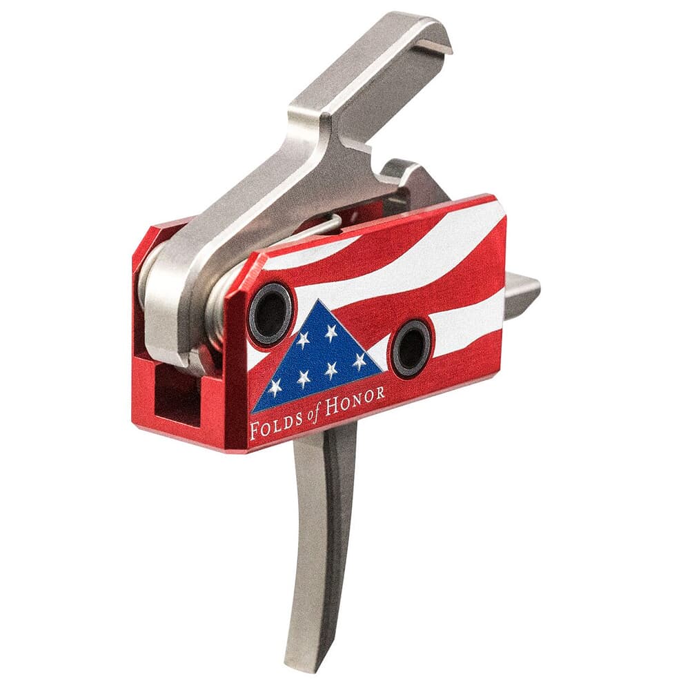 RISE Armament Patriot HPT Single-Stage 3.5lbs Silver/Red/White/Blue High-Performance Trigger w/Anti-Walk Pins &amp; Challenge Coin RA-13FOLDS-PT