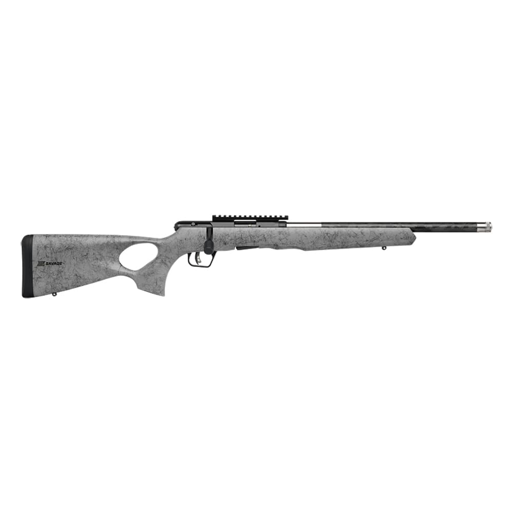 Savage Arms B17 Timberlite Thumbhole .17 HMR 18&quot; 1:9&quot; 1/2x28 Bbl Gray w/Black Spiderweb BA Rifle w/(1) 10rd Mag 70818