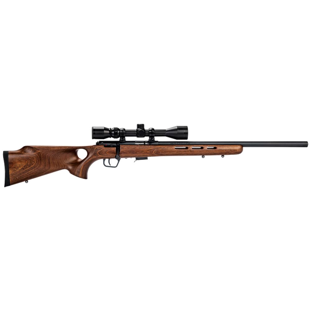 Savage Arms 93R17 BTV .17 HMR 21&quot; 1:9&quot; Bbl Brown Laminate BA Rifle w/(1) 5rd Mag &amp; Thumbhole Stock 96250
