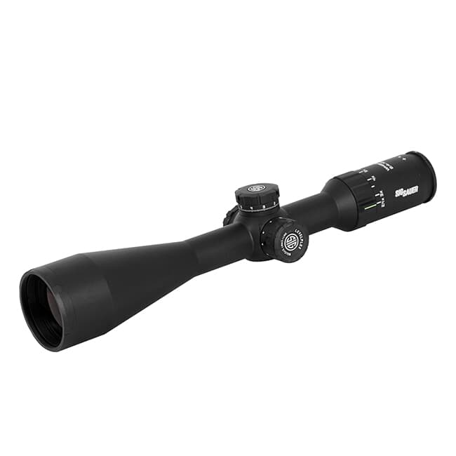 Sig Sauer WHISKEY5 Scope, 2.4-12x56mm, 30mm, SFP, Mrad Milling Hunter Illum Reticle, Levelplex, 0.1 Mrad Adj, Lr Turret, Black SOW52018