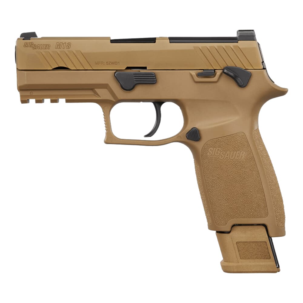 Sig Sauer M18 CSS 9mm Optic Ready Coyote Pistol w/ Modular Polymer Gri, (1) 17rd &amp; (2) 21rd Mags M18-9-CSS-MS