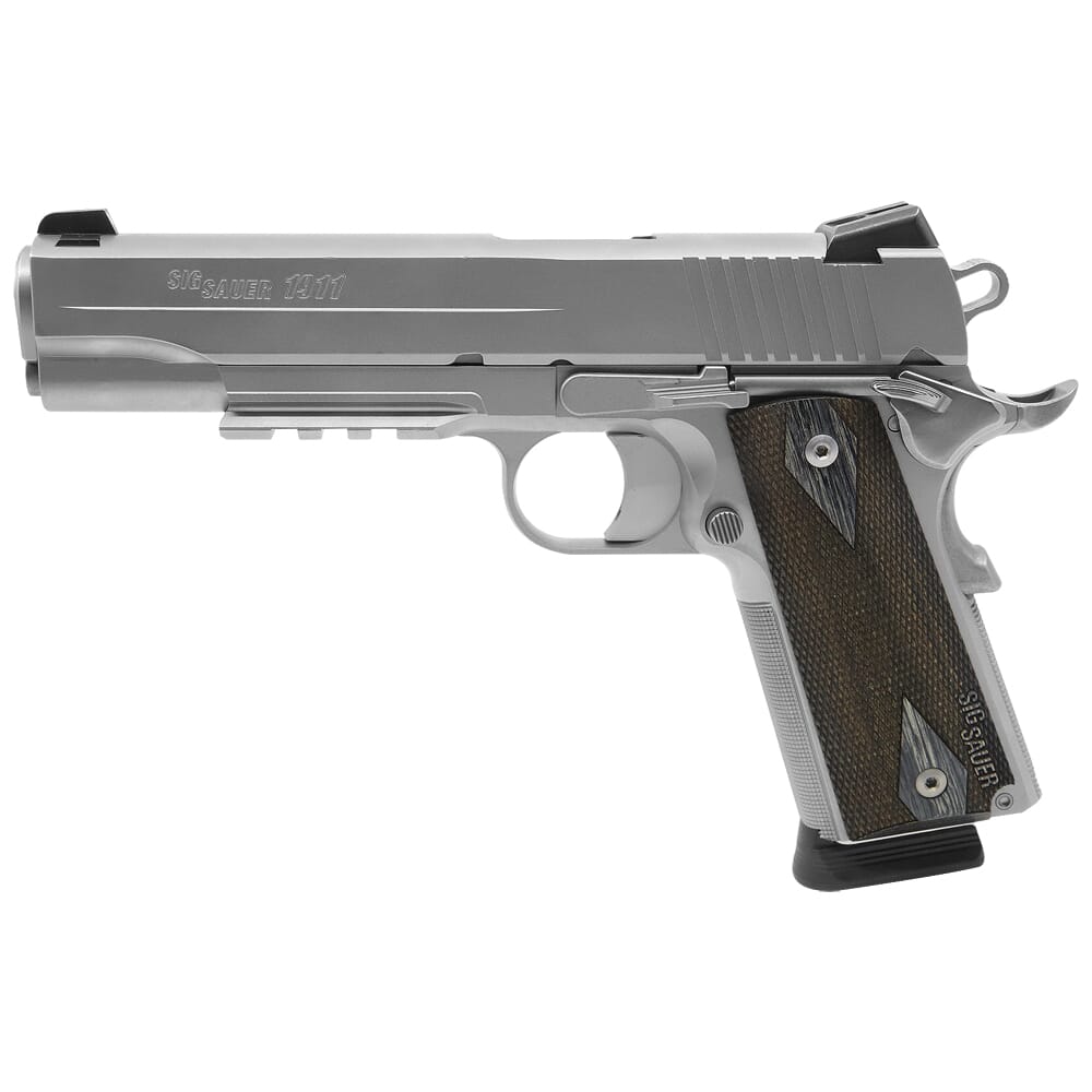 Sig Sauer 1911 .45 ACP 5" CA Compliant Stainless Pistol w/SIGLITE, Blackwood Grip, Rail, and (2) 8rd Steel Mags 1911R-45-SSS-CA