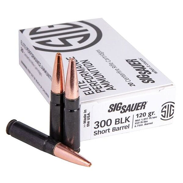 Sig Sauer Ammo .300 BLK 120gr SBR Solid Copper BLK CASE 20/Box E300H1-SBR-20