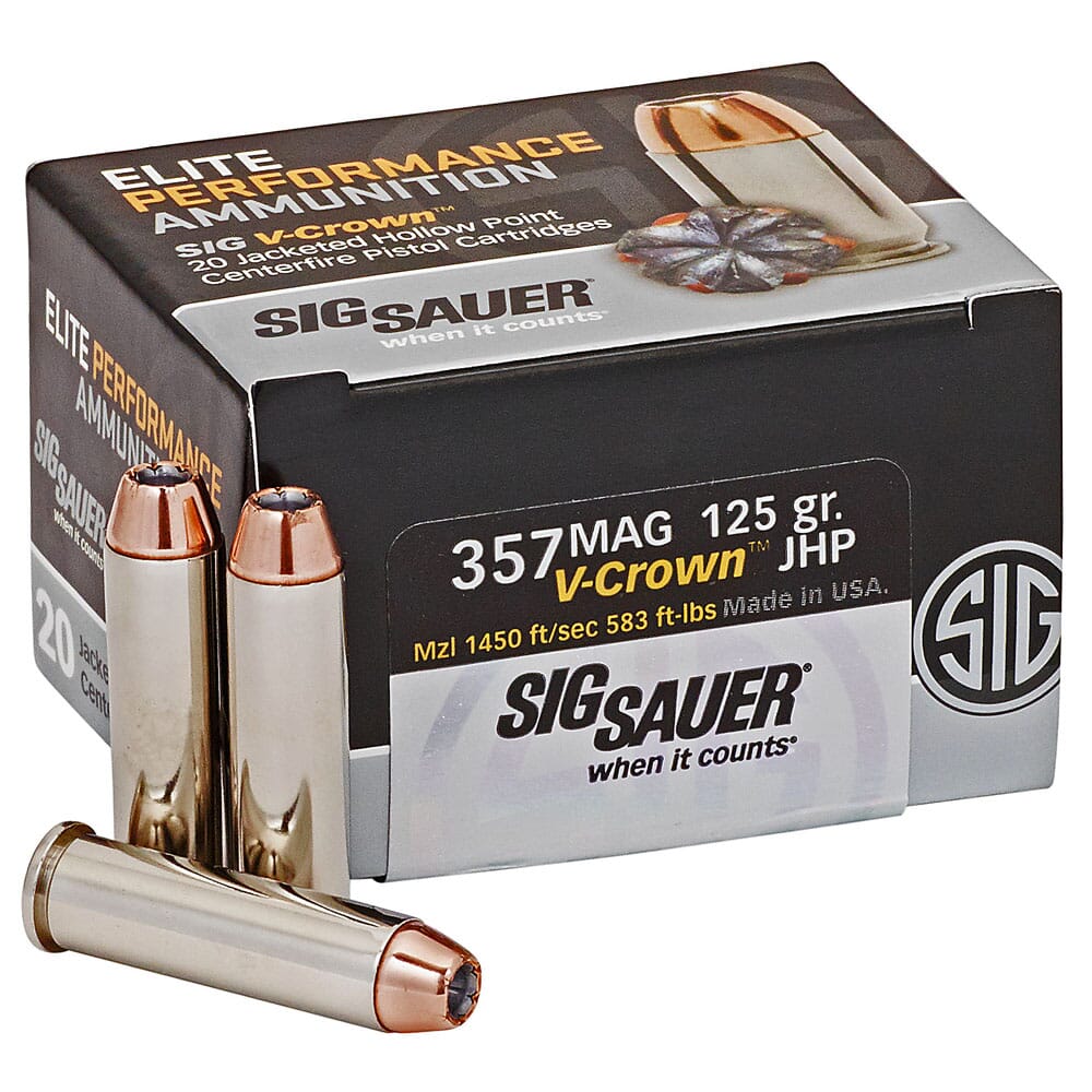 Sig Sauer Ammo .357 Mag 125gr Elite V-Crown Jacketed Hollow Point 20/Box E357M1-20