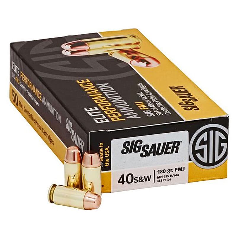 Sig Sauer Ammo .40 S&amp;W 180gr Elite Ball Full Metal Jacket 50/Box E40SB2-50