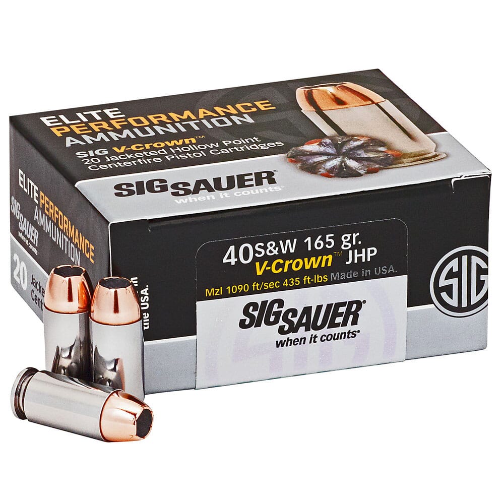 Sig Sauer Ammo .40 S&W 165gr Elite V-Crown Jacketed Hollow Point 20/Box E40SW1-20