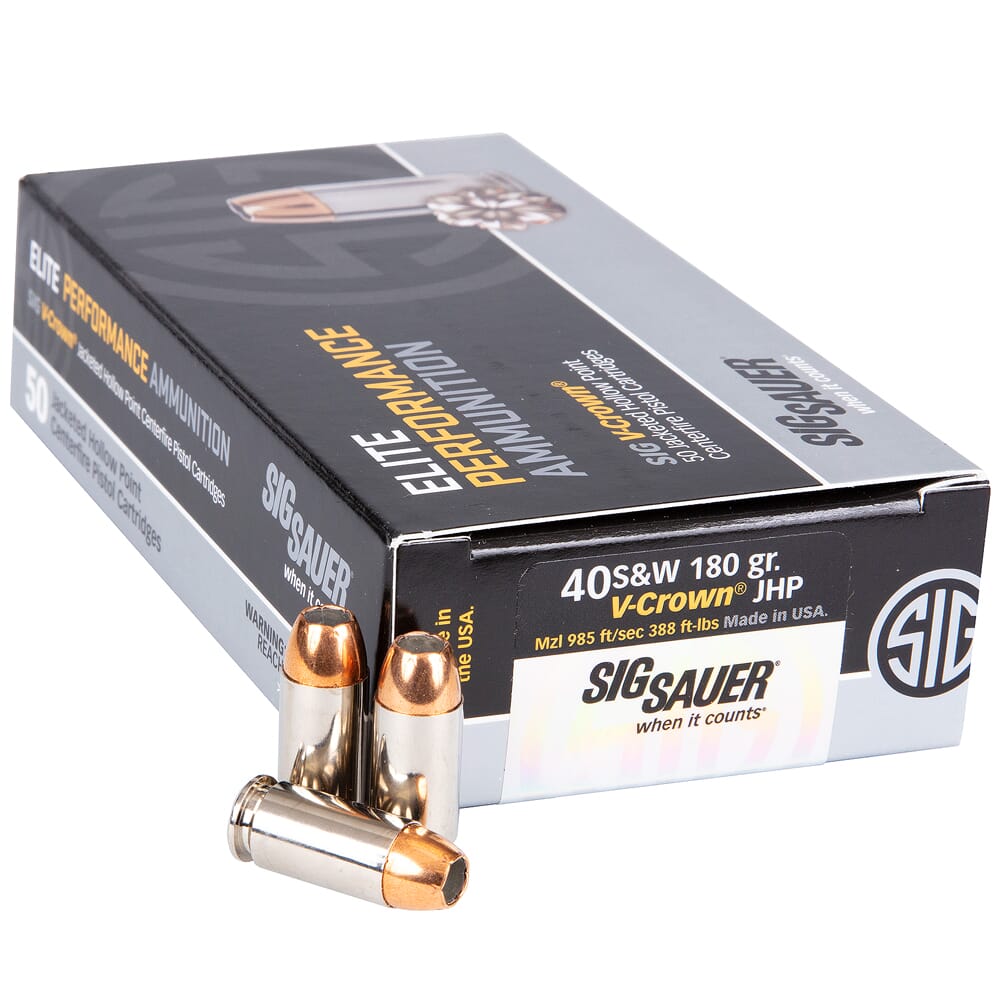 Sig Sauer Ammo .40 S&W 180gr Elite V-Crown Jacketed Hollow Point 50/Box E40SW2-50