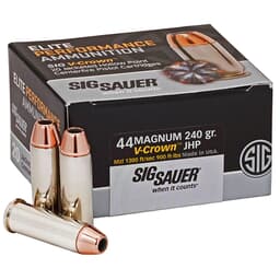 Sig Sauer Ammo .44 Rem Mag 240gr Elite V-Crown Jacketed Hollow Point 20/Box E44MA1-20